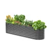 Metal Hævet Haveseng, 8x2x2 ft, Galvaniseret Plantekasse, Udendørs, Mørkegrå, Holdbar, Let at samle