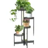 Metal Plante Stativ, Foldbar, Høj Blomsterpotte Holder, 4 TierBlack