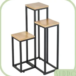 Metal stående blomsterstativ til blomster og planter, 3-etagers hylde, loft 68