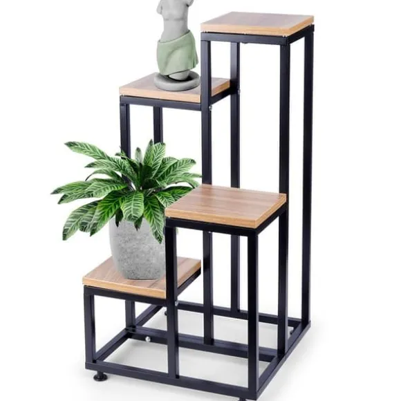Metalblomsterstativ 4-lags, niveaudelt stativ til potter, planter og blomster