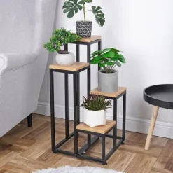 Metalblomsterstativ 4-lags, niveaudelt stativ til potter, planter og blomster