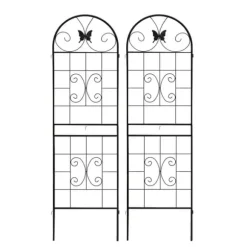 Metalgitter 2-pak til klatreplanter, støtte til potteplanter, stueplanter, blomster, grøntsager og havedekoration indendørs/udendørs