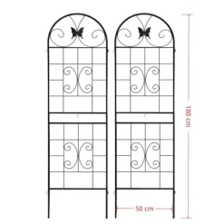 Metalgitter 2-pak til klatreplanter, støtte til potteplanter, stueplanter, blomster, grøntsager og havedekoration indendørs/udendørs