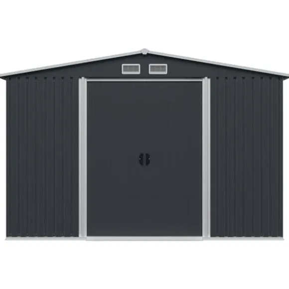Metalskur til haven - Opbevaring af værktøj | Størrelse: 257x205x178 cm | Farve: Antracitgrå