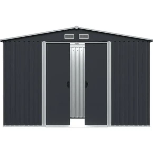 Metalskur til haven - Opbevaring af værktøj | Størrelse: 257x205x178 cm | Farve: Antracitgrå