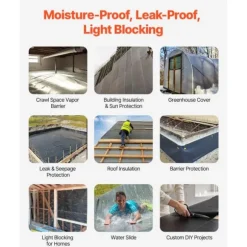 4Mil Plastfolierulle, 3 x 50 FT, Heavy Duty Polyethylen, Sort Farve