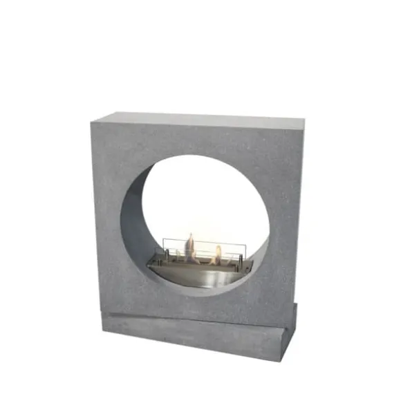 Milano bioethanol tunnel pejs - Beton udseende - Fritstående - Dekorativ pejs - 2 KW varme