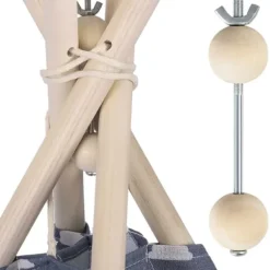 Miljøvenlig Tipi-Telt Stabilisator - Holdbart Træ & Metal Legeteltstøtte