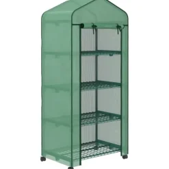 Mini drivhus 69×50×165 cm – 4 hylder, grøn