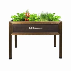 Mini drivhus med overdækning til altan og terrasse 110x55x120 cm Greenspot - Drivhus på træplatform, Hævet træbed, Kold ramme med overdækning på høje | CDON