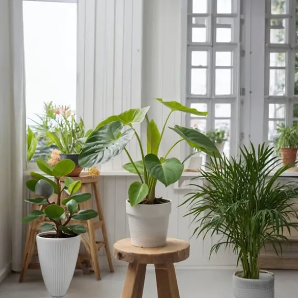 Mini inomhus palmen - Sæt med 4 - Dypsis Chamaedorea - Højde 25-40cm - ⌀12cm