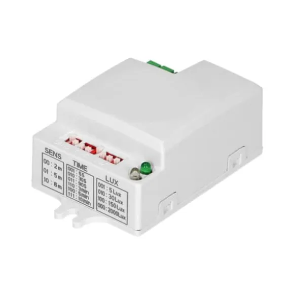 Mini mikrobølgebevægelsessensor, 360°/180°, med jumperjustering, IP20, 1200W OR-CR-282