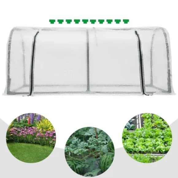 Minidrivhus - Altan-/Tomatdrivhus - 120×60×50 cm - Rullevinduer - Til altan og have - Hvid