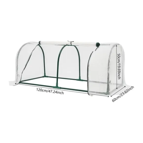 Minidrivhus - Altan-/Tomatdrivhus - 120×60×50 cm - Rullevinduer - Til altan og have - Hvid