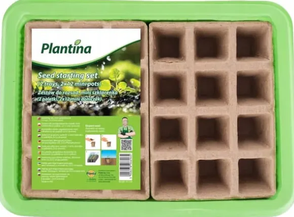 Minidrivhus med to bakker på 27x20x11 cm til frøplanter
