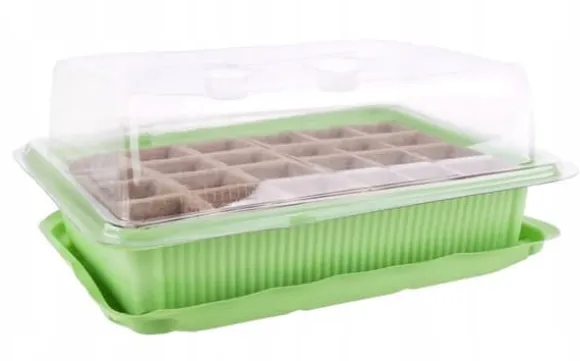 Minidrivhus med to bakker på 27x20x11 cm til frøplanter
