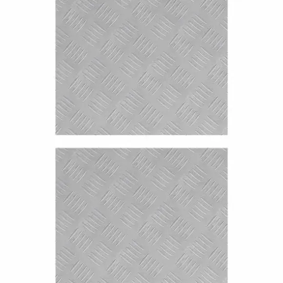 Moderne Aluminium Checker Plader 2 stk - Skridsikre Trappetrin | Størrelse: 50x40 cm | Farve: Sølv