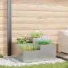 Moderne blomsterkrukke i galvaniseret stål - Rektangulær | Størrelse: 80x80x48 cm | Farve: Sølv