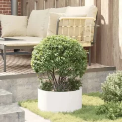 Moderne blomsterkrukke i stål - Plante stativ til indendørs og udendørs brug | Størrelse: 40 x 40 x 20 cm | Farve: Hvid