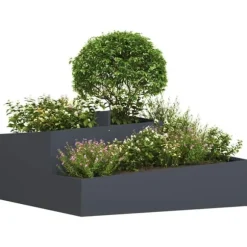 Moderne blomsterkrukke i stål - UV-resistent og holdbar | Størrelse: 100x100x50 cm | Farve: Antracit