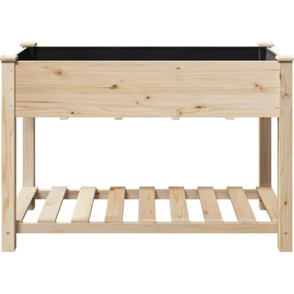 Moderne Blomsterkrukke i Massivt Fyrretræ med Hylde | Farve: Beige | Størrelse: 115 x 59 x 76.5 cm