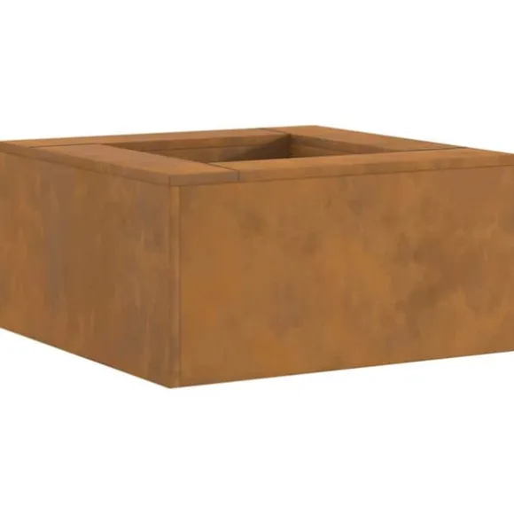 Moderne bålsted i forvitret stål - Rektangulært ildsted | Størrelse: 60x60x30 cm
