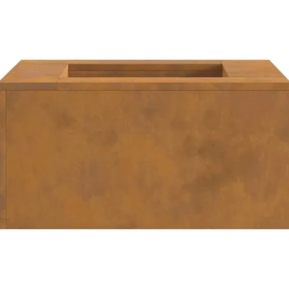 Moderne bålsted i forvitret stål - Rektangulært ildsted | Størrelse: 60x60x30 cm