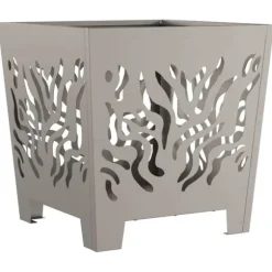 Moderne bålsted i forvitret stål - Firkantet design | Størrelse: 40x40x40 cm | Farve: Brun