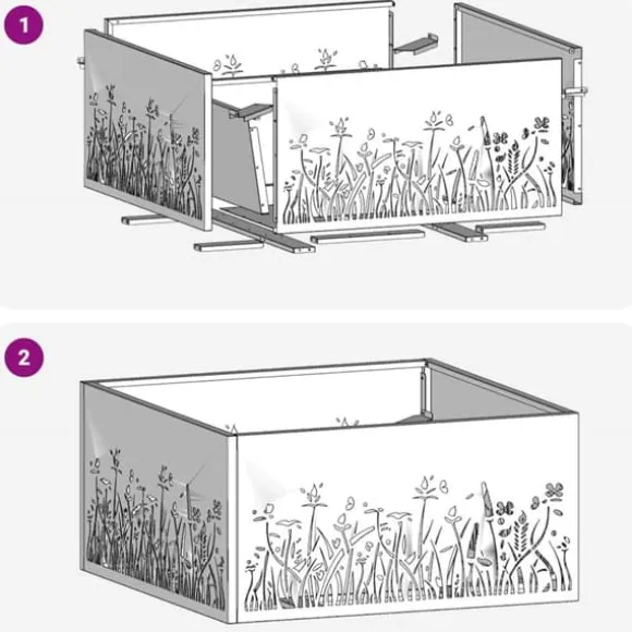 Moderne bålsted i forvitret stål - Firkantet ildsted | Størrelse: 60x60x30 cm
