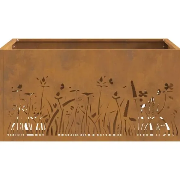 Moderne bålsted i forvitret stål - Firkantet ildsted | Størrelse: 60x60x30 cm