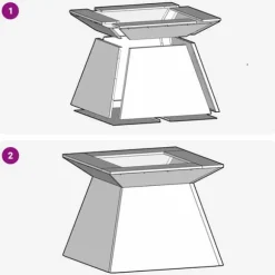 Moderne bålsted i forvitret stål - Firkantet design | Størrelse: 48x48x40 cm | Farve: Brun