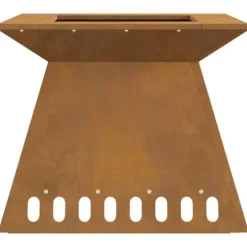 Moderne bålsted i forvitret stål - Firkantet design | Størrelse: 48x48x40 cm | Farve: Brun