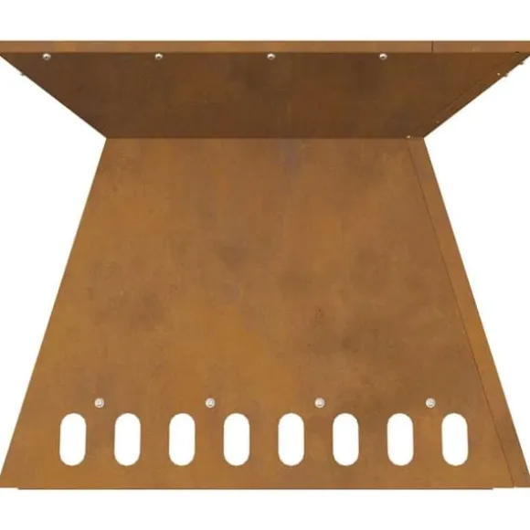 Moderne bålsted i forvitret stål - Firkantet design | Størrelse: 48x48x40 cm | Farve: Brun