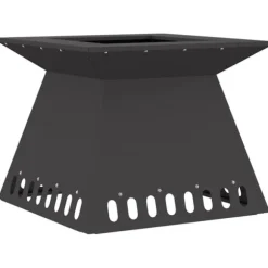 Moderne bålsted i koldvalset stål - Firkantet design | Størrelse: 48 x 48 x 40 cm | Farve: Sort