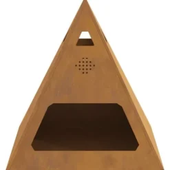 Moderne bålsted i stål - Pyramideformet design | Størrelse: 50x50x51 cm | Farve: Brun