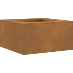 Moderne bålsted i stål - Rektangulært udendørs ildsted | Størrelse: 80x80x40 cm | Farve: Brun