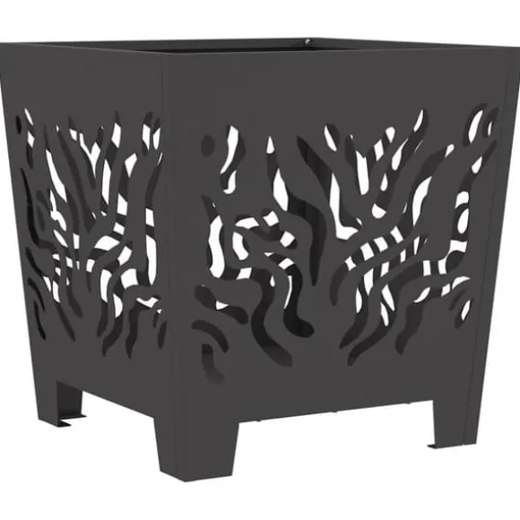 Moderne firkantet bålsted i koldvalset stål | Størrelse: 40x40x40 cm | Farve: Sort