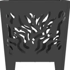 Moderne firkantet bålsted i koldvalset stål | Størrelse: 40x40x40 cm | Farve: Sort