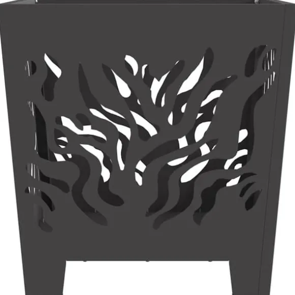 Moderne firkantet bålsted i koldvalset stål | Størrelse: 40x40x40 cm | Farve: Sort