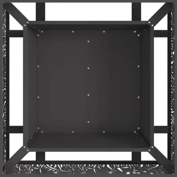 Moderne firkantet bålsted i koldvalset stål | Størrelse: 80x80x30 cm | Farve: Sort