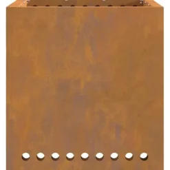 Moderne firkantet bålsted i forvitret stål | Størrelse: 48x48x50 cm | Farve: Brun