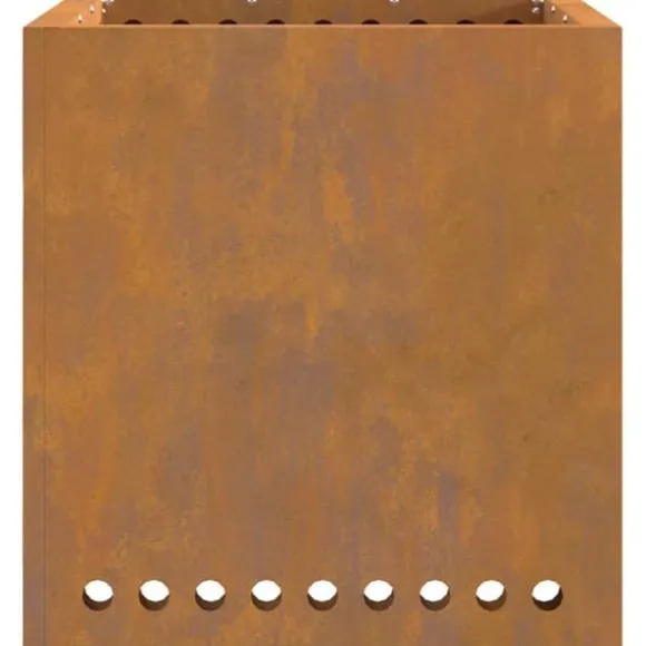 Moderne firkantet bålsted i forvitret stål | Størrelse: 48x48x50 cm | Farve: Brun