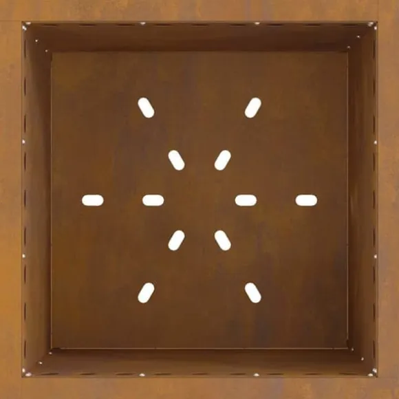 Moderne firkantet bålsted i forvitret stål | Størrelse: 48x48x50 cm | Farve: Brun