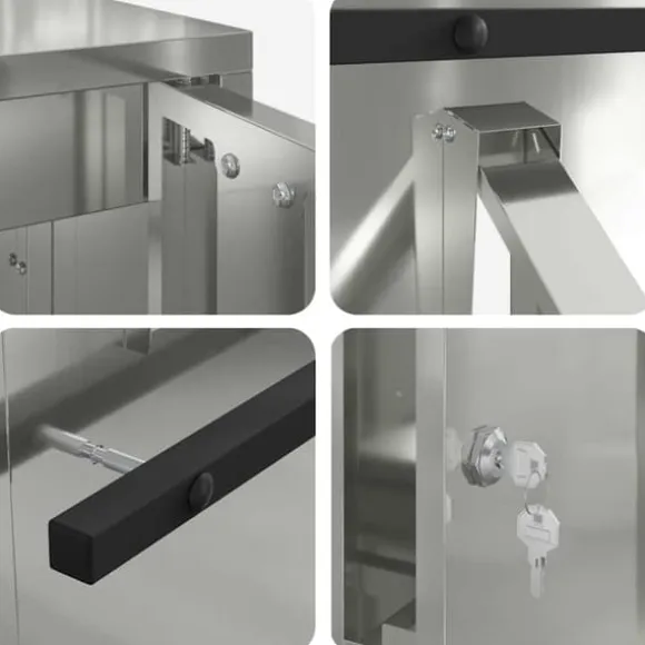 Moderne galvaniseret stål postkasse - Rektangulær design | Farve: Sort | Størrelse: 30x23x55 cm
