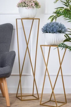Moderne guld stående blomsterstand 100cm
