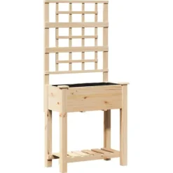 Moderne havekasse med espalier og hylde - Rektangulær | Farve: Beige | Størrelse: 71x38x152 cm