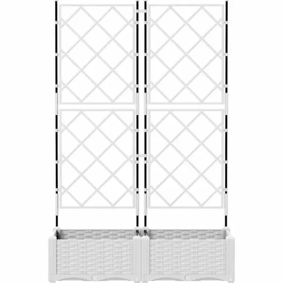 Moderne havekrukke med espalier 2 stk | Farve: Hvid | Størrelse: 80x40x125,5 cm