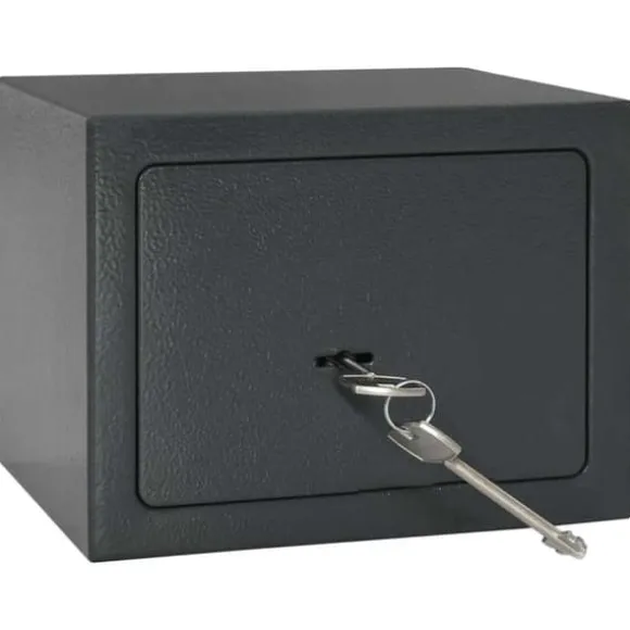 Moderne metal sikkerhedsboks med lås - Indendørs opbevaring | Størrelse: 17x23x17 cm | Farve: Grå