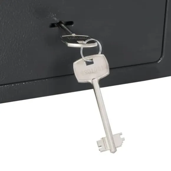 Moderne metal sikkerhedsboks med lås - Indendørs opbevaring | Størrelse: 17x23x17 cm | Farve: Grå