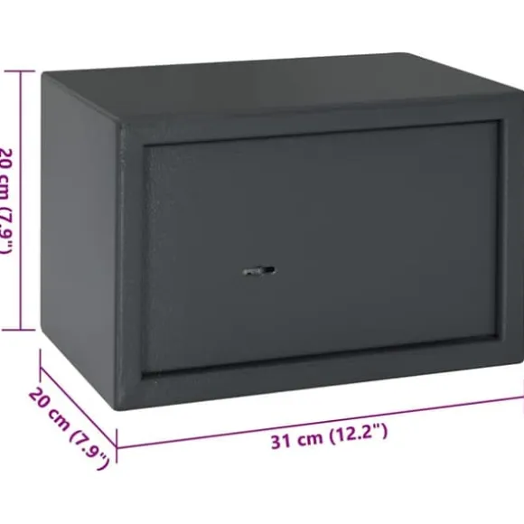 Moderne metal sikkerhedsboks med lås - Sikkerhed til kontoret | Størrelse: 20x31x20 cm | Farve: Grå